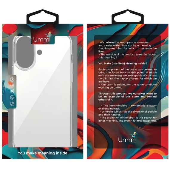 Чохол TPU Ummi transparent для Apple iPhone 16 (6.1") Clear | Зображення 1