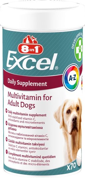 Вітаміни для здоров'я дорослих собак 8in1 Excel Multi-Vitamin Adult Dog, 70 табл