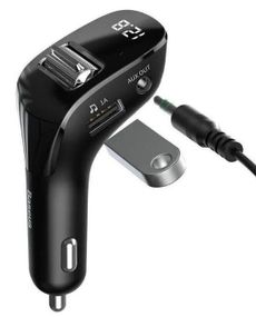 FM трансмиттер Bluetooth модулятор Baseus F-40 2USB CCALL-TM01 адаптер зарядное устройство Черный