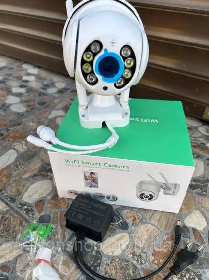 Вулична камера UKC Відеоспостереження WIFI IP бездротова зовнішня поворотна V380 Pro з блоком живлення | Зображення 1