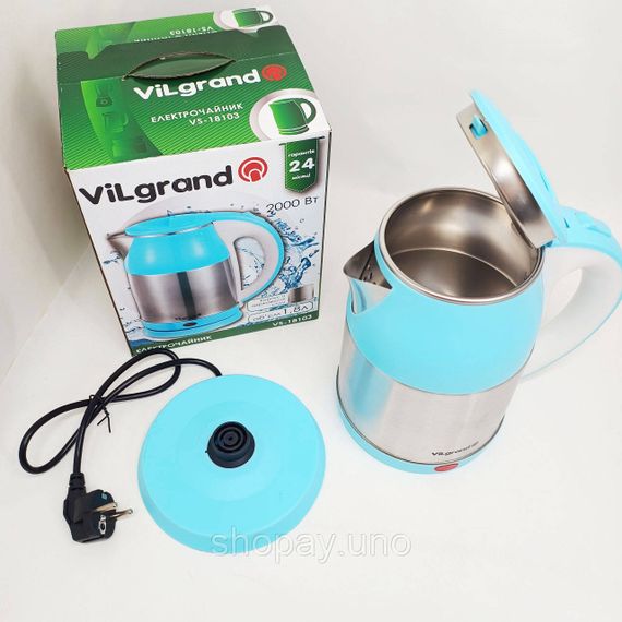 Чайник для побутового використання Vilgrand VS-18103 1.8л, Чайник дисковий, Електрочайник відмінний JZ-79 | Зображення 5