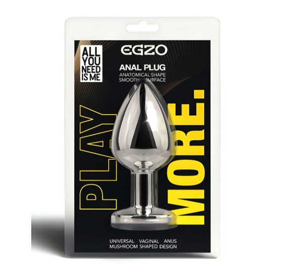 Анальна пробка із кристалом EGZO - Silver Round Plug Clear size S Sex Aura | Зображення 4