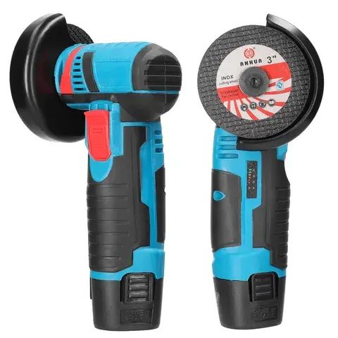 Профессиональная аккумуляторная болгарка Meterk 500W 12V, Угловая шлифовальная машина 76 мм на аккумуляторе, шлифмашина 19500 об/мин в кейсе Синяя | Зображення 2
