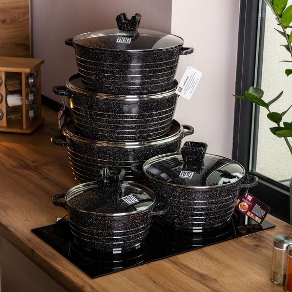 Набор из 5 хозяйственных кастрюль, 2,5-9 литров, толстое дно, алюминий MGC HP-4-411B | Зображення 4