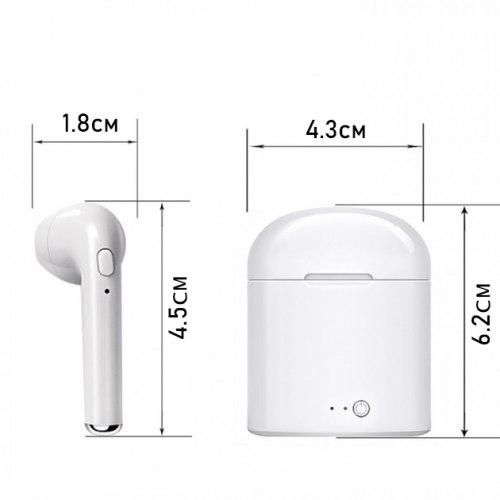 Бездротові Bluetooth навушники i7 mini TWS Stereo з боксом для зарядки. Колір білий | Зображення 2