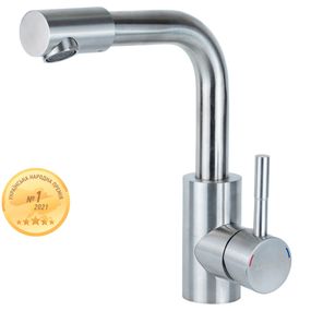Змішувач KT Ø35 для раковини Г-гусак на гайці SS AQUATICA (KT-1A370P) 9722021