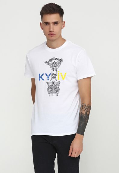 Футболка чоловіча біла з принтом "Київ", 3XL