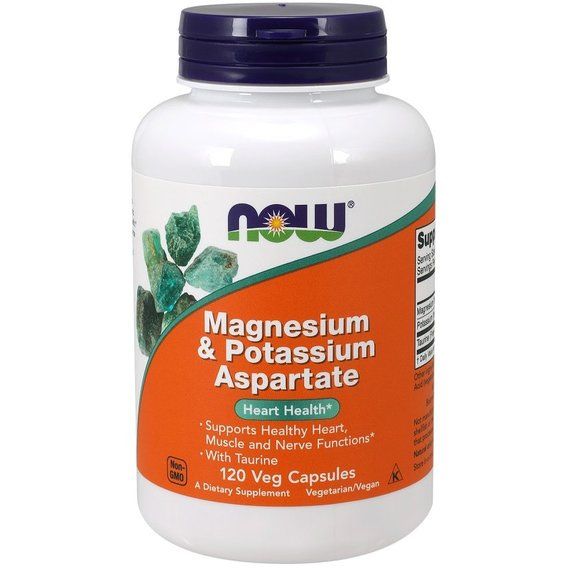 Микроэлемент Магний NOW Foods Magnesium & Potassium Aspartate with Taurine Capsules 120 Veg Caps