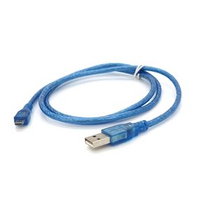 Кабель USB 2.0 (AM/Миссго 5 pin) 1м,прозрачный синий,Пакет,Q250