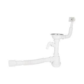 Сифон для кухонной мойки Lidz (WHI) 60 05 M002 01 EURO с отводом для стиральной машины (выход 50 мм)