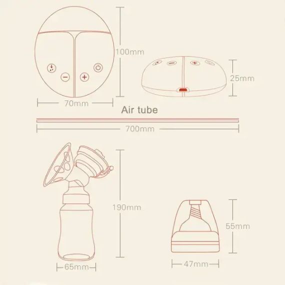 Електричний подвійний масажний молоковідсмоктувач Kinder Goods в комплекті з 2 пляшками для молока + соска, USB | Зображення 1