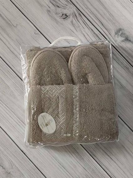 Набор в сауну мужской (полотенце-юбка, полотенце, тапочки) Pupilla Man kapuchino ares Махра