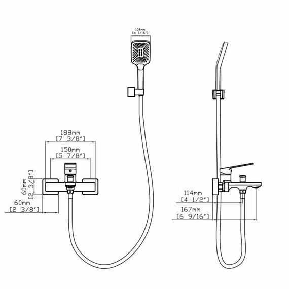 Смеситель для ванны Qtap Capricorn с душевым гарнитуром Chrome (k35) QTCAP3060102C48222 | Зображення 1