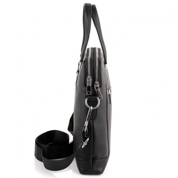 Шкіряна чоловіча сумка для документів та ноутбука чорна Tiding Bag  NV23712 | Зображення 6