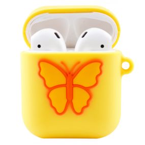 Чохол для AirPods силіконовий з метеликом жовтий JL-24