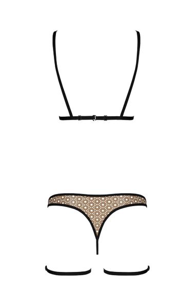 Еротичний комплект спідньої білизни Passion GABI SET S/M beige, трусики з гартерами sexstyle | Зображення 4