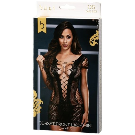 Мереживна міні сукня CORSET FRONT LACE MINI DRESS, OS | Зображення 2