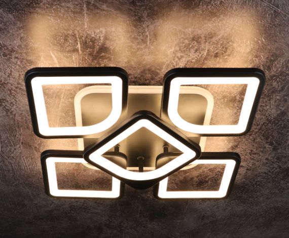 Люстра світлодіодна стельова LED світильник для квартири на стелю лед з пультом 25726 Чорний 11х40х40 см. | Зображення 1