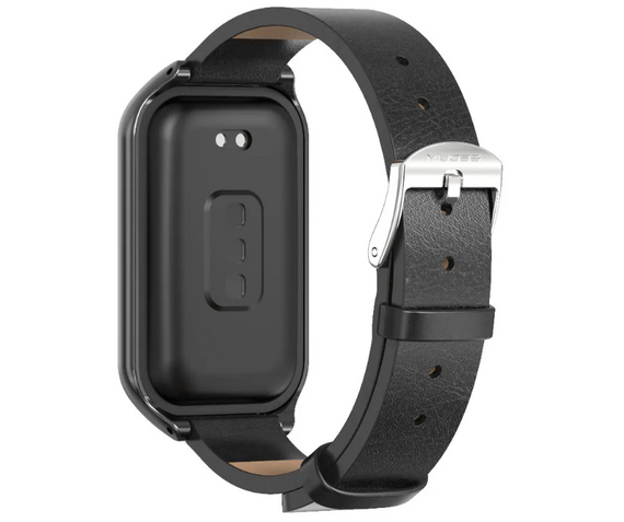 Шкіряний ремінець Mijobs для фітнес браслета Xiaomi Mi Smart Band 8 Active - Black