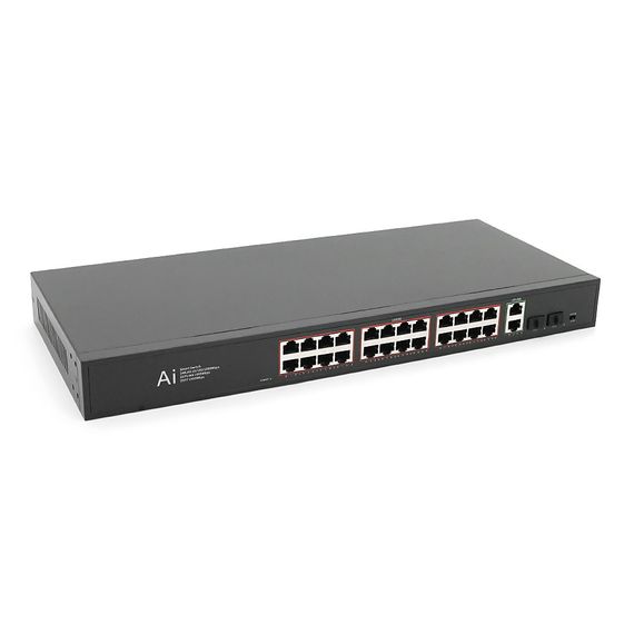 POE комутатор гігабітний Merlion 24 POE + 2 RJ45 + 2 SFP 10/100/1000 вбудований блок живлення 52V 6.15A