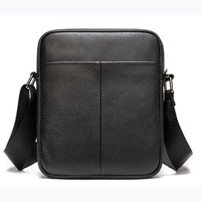 Чоловіча шкіряна сумка месенджер компактна чорна з натуральної шкіри флотар