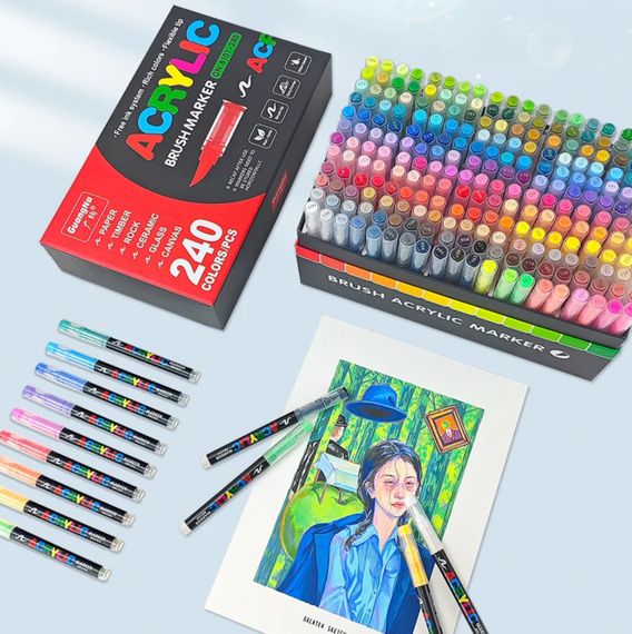 Акрилові маркери GuangNa Brush GN-8101 з м’яким пензликом 240 шт. | Зображення 3