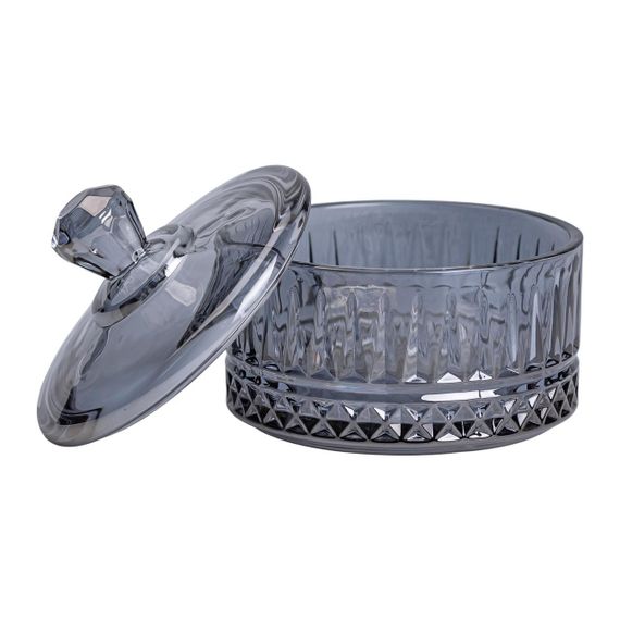 Цукерниця з кришкою Ø 10 см скляна Сіра HP-YH-78 | Зображення 3