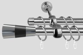 Карниз для штор металлический, двухрядный 19 мм , Сталь Валео (сталь+черный)