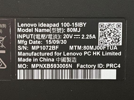 Ноутбук Lenovo 100-15IBY / 15.6" (1366x768) TN / Intel Pentium N3540 (4 ядра по 2.16 - 2.66 GHz) / 8 GB DDR3 / 120 GB SSD / Intel HD Graphics / WebCam б/в | Зображення 6