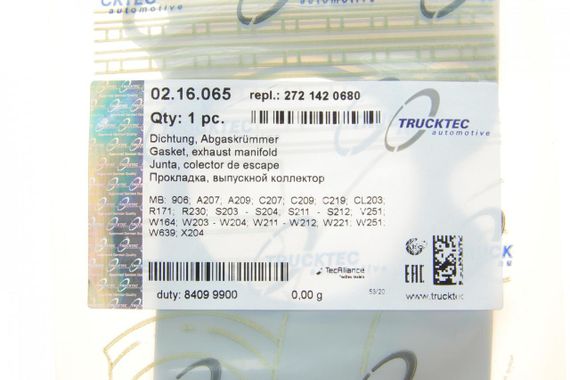 Прокладка коллектора выпускного Mercedes Benz E-class W211 W212 07-, M272 02.16.065 | Зображення 1