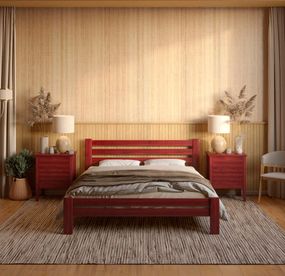 Двоспальне дерев&#039;яне ліжко Mebigrand Прем&#039;єра Махонь 160х190 см (MBG-2775)