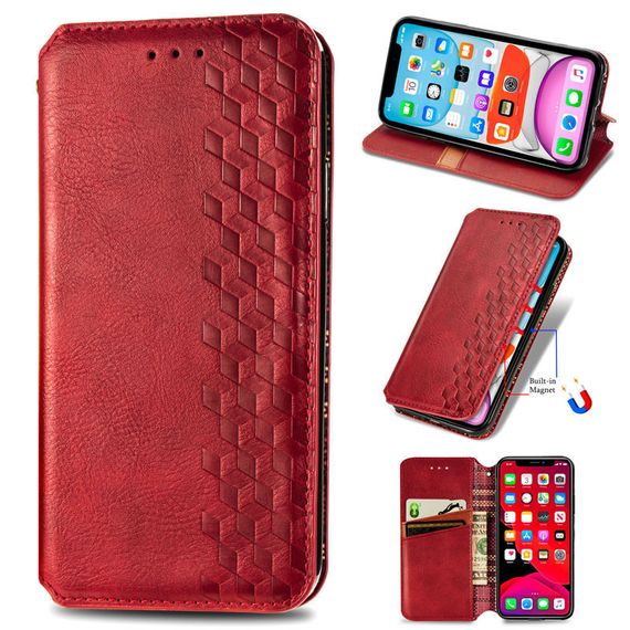 Кожаный чехол-книжка GETMAN Cubic (PU) для Xiaomi Redmi Note 12 4G Красный | Зображення 2