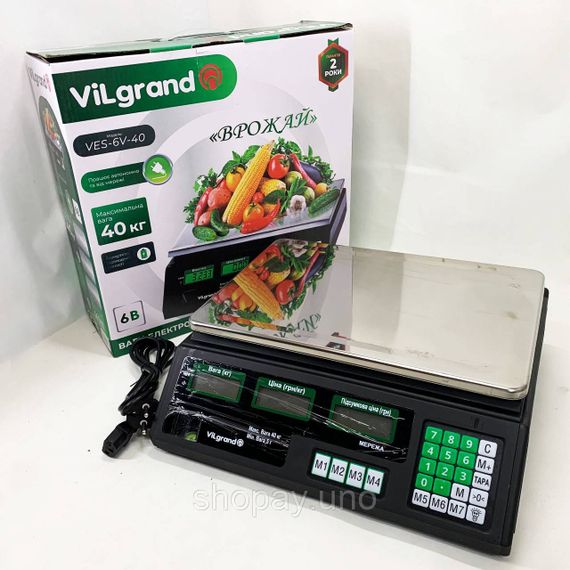 Ваги торговельні ViLgrand VES-6V-40 40 кг з калькулятором та акумулятором | Зображення 7