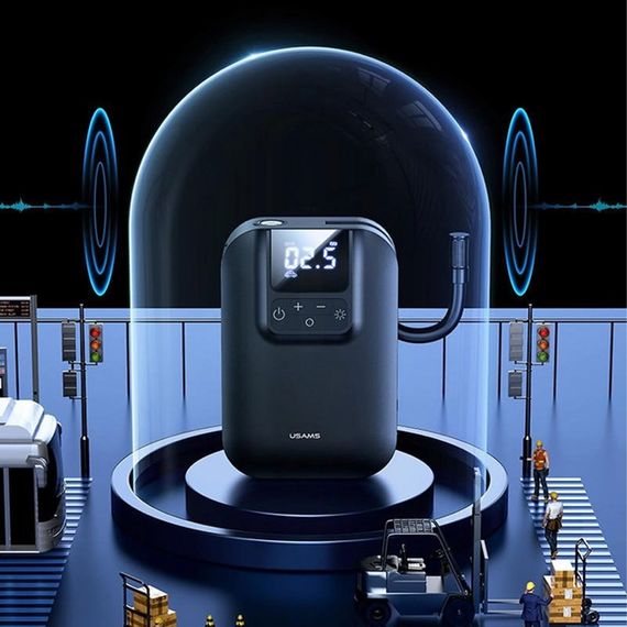 Портативный насос Usams US-ZB215 Mini Car Air Pump Black | Зображення 4