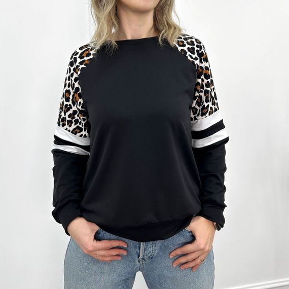 Женская легкая трикотажная кофта с леопардовым принтом GF04196 цвет черный, размер 42/44 | Зображення 4