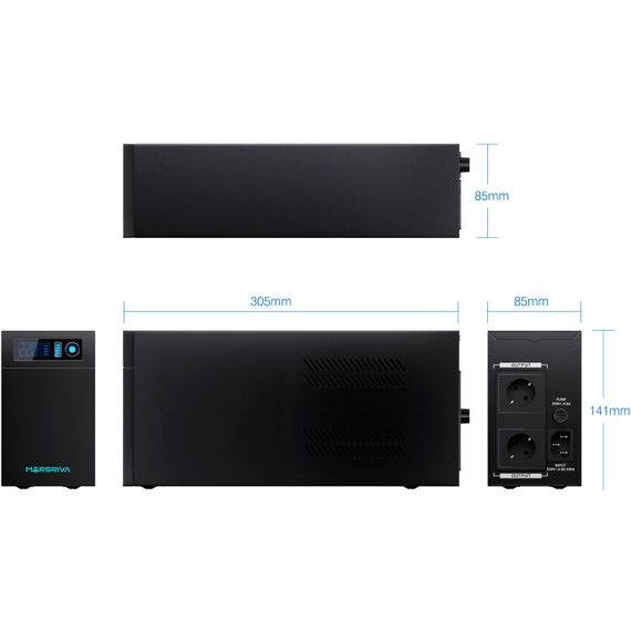 ДБЖ Marsriva MR-UF1200L, 1200ВА/950Вт, Line-Interactive, LED version, з літієвою батареєю | Зображення 3