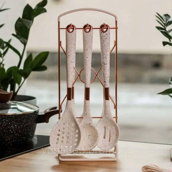 Набор кухонных принадлежностей на подставке 6 штук кухонные аксессуары Гранит YRUR7 | Зображення 2