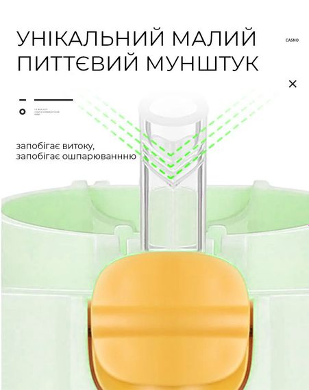 Пляшка для води CASNO 690 мл KXN-1219 Зелена (Зебра) з соломинкою | Зображення 3