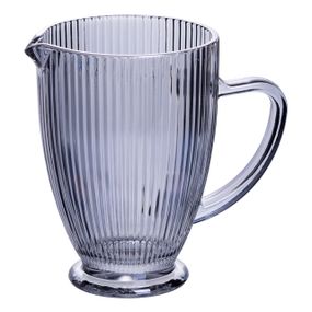 Глек для компоту 1.2 (л) лимонаду, мохіто, сангрії прозорий ребристий фігурний скляний 18.2 (см) Сірий HP-19-7118G