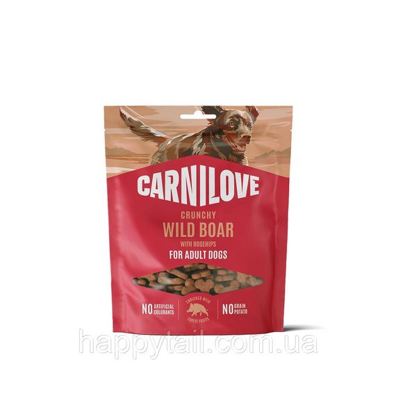 Лакомство для собак Carnilove Crunchy Snack Wild Boar с диким кабаном и шиповником — хрустящие снеки 200 г