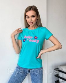 Футболка для жінок колір бірюзовий розмір S FI_007463
