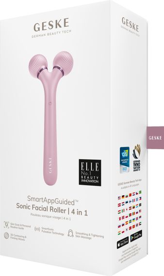 Електронний ультразвуковий ролик для обличчя GESKE Sonic Facial Roller 4в1 pink | Зображення 7