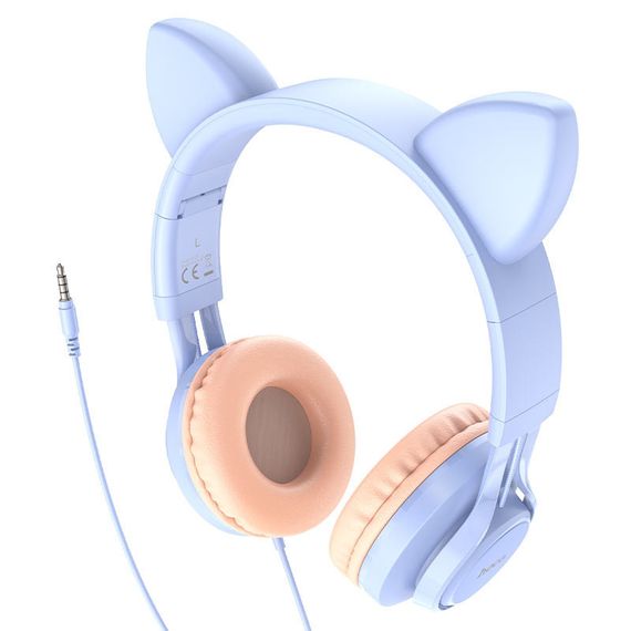 Накладные наушники Hoco W36 Cat ear (3.5mm/1.2m) Dream Blue | Зображення 1
