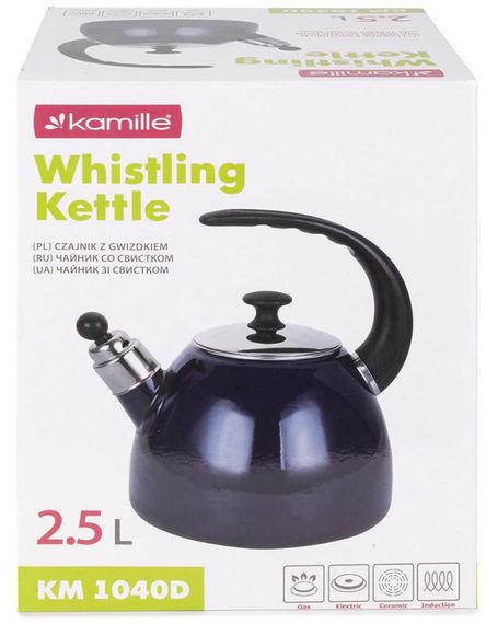 Чайник емальований Kamille "Boiling Water" 2.5л зі свистком, індукційний, синій | Зображення 6