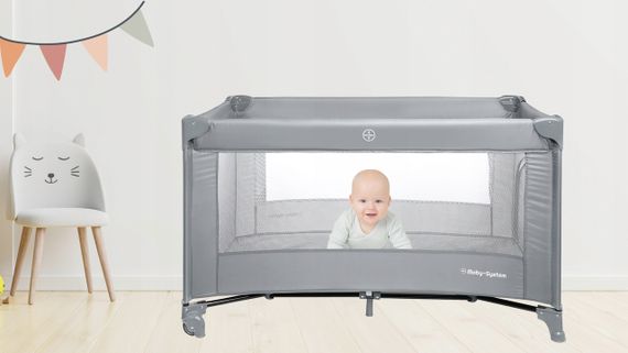Дитяче складне ліжечко-манеж Moby-System Happy Traveller Basic з розкладним матрацом, сумкою, коліщатками та бічним виходом, 126 x | Зображення 5