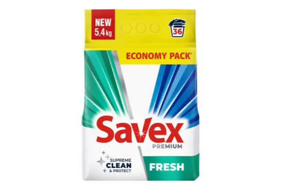 ✨ Пральний порошок Savex Premium Fresh 5,4 кг 🌿 Для білого та кольорового | До 36 прань