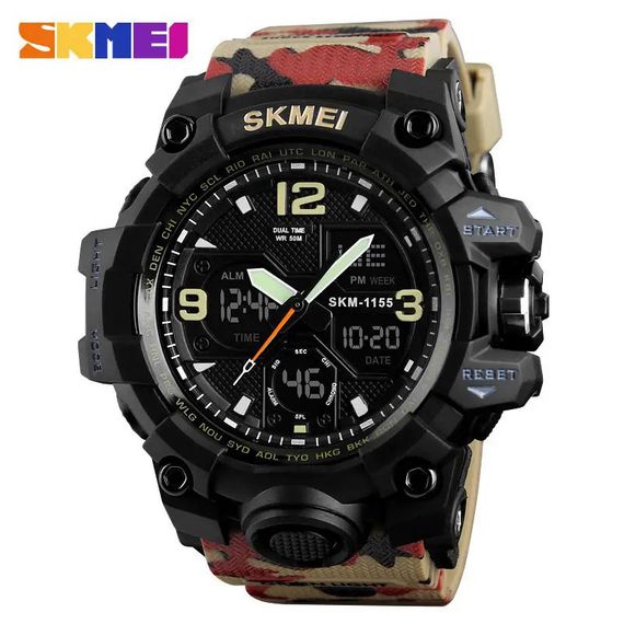 Годинник спортивний SKMEI 1155BAG, Наручний годинник skmei електронний, Чоловічі армійські XK-379 водостійкі тактичні | Зображення 1
