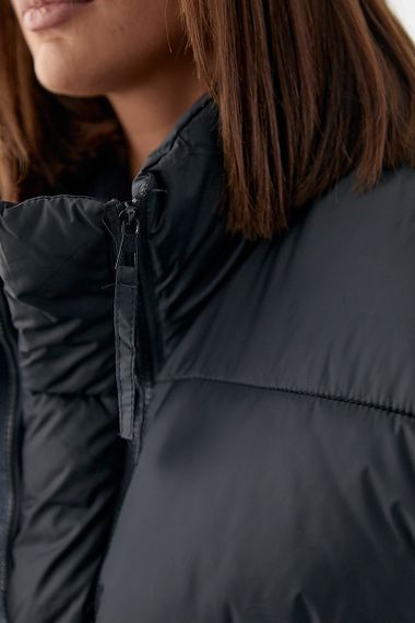 Жіноча тепла подовжена жилетка - чорний цвет, M (є розміри) | Зображення 3