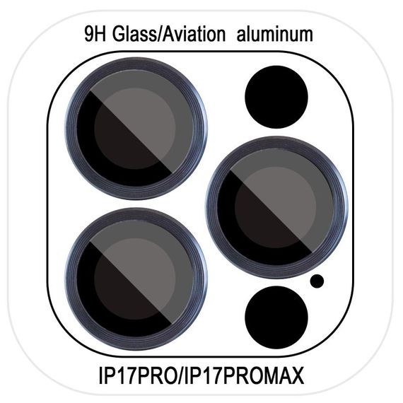 Захисне скло Metal Classic на камеру (у упак.) для Apple iPhone 17 Pro (6.3") / 17 Pro Max (6.9") Синій / Dark Blue