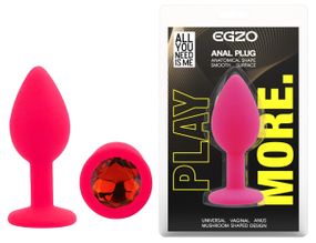 Силиконовая анальная пробка EGZO - Silicone Pink Round Plug Red, size S Sex Aura